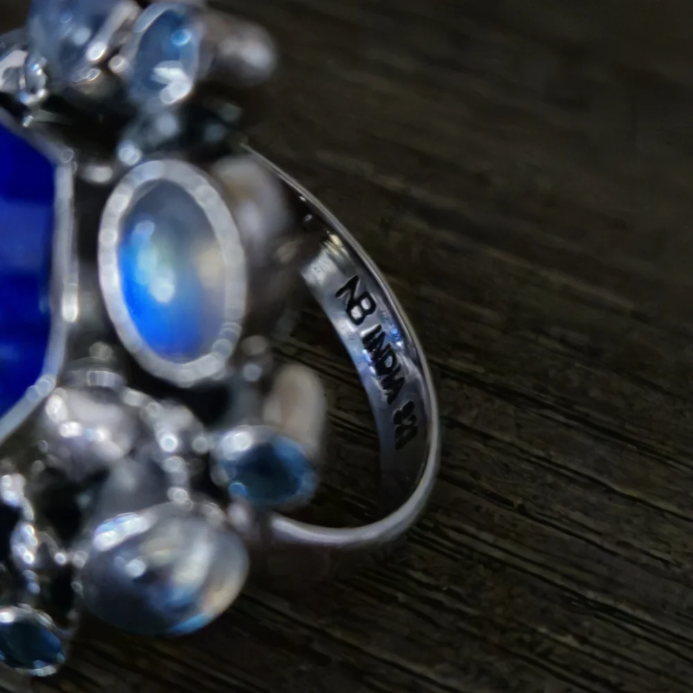 Nicky Butler 925 Sterling Silver Lapis Designer Ring Moonstone NB Topaz Size 11